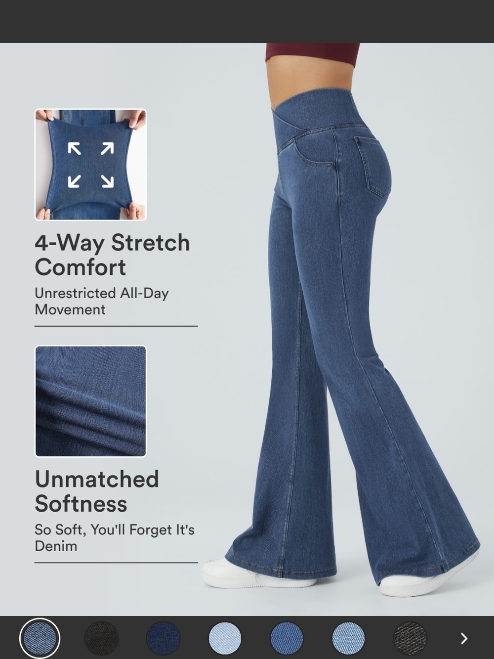 Halara Flex™ High Waisted Crossover Pocket Washed Casual Jeans NWT